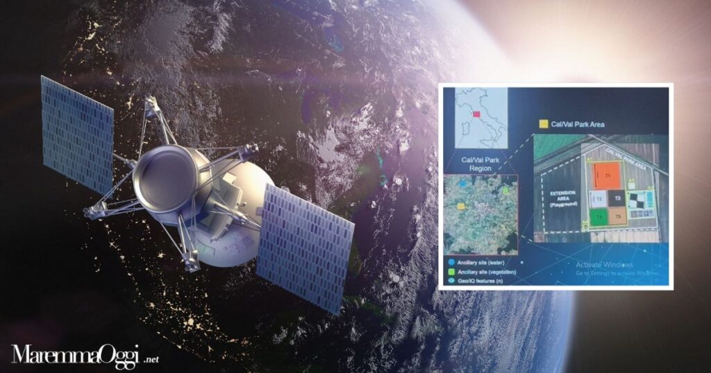 Un satellite e nel riquadro il progetto