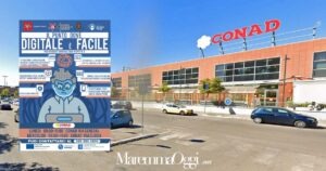 Il Conad di via Senegal e la locandina di “Punti digitale facile”