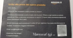 La cartolina di phishing arrivata per posta