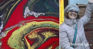 A sinistra l'opera e a destra Maria Assunta Trotta, in arte Marassù