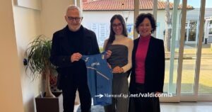 Nadia Battocletti con Giampaolo Pioli e Barbara Cappellini del Villaggio Orizzonte