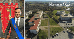 Francesco Limatola, presidente della Provincia di Grosseto, con una veduta dall'alto della Cittadella dello Studente di Grosseto