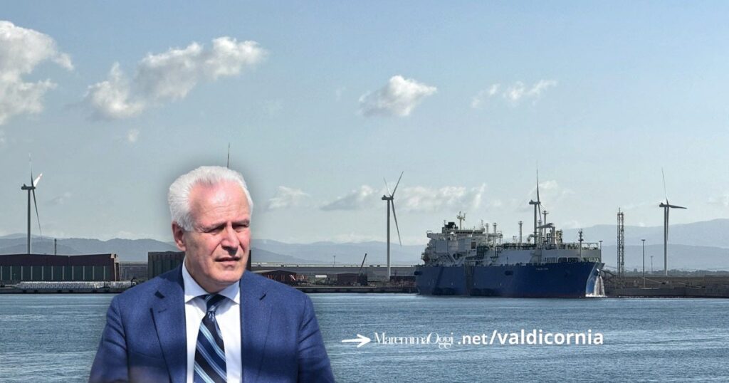 Il rigassificatore nel porto di Piombino e il presidente Eugenio Giani