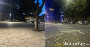 La zona di via Manetti prima e dopo l'illuminazione