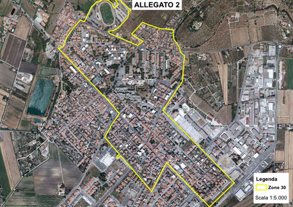 L'area della zona 30 a Venturina Terme