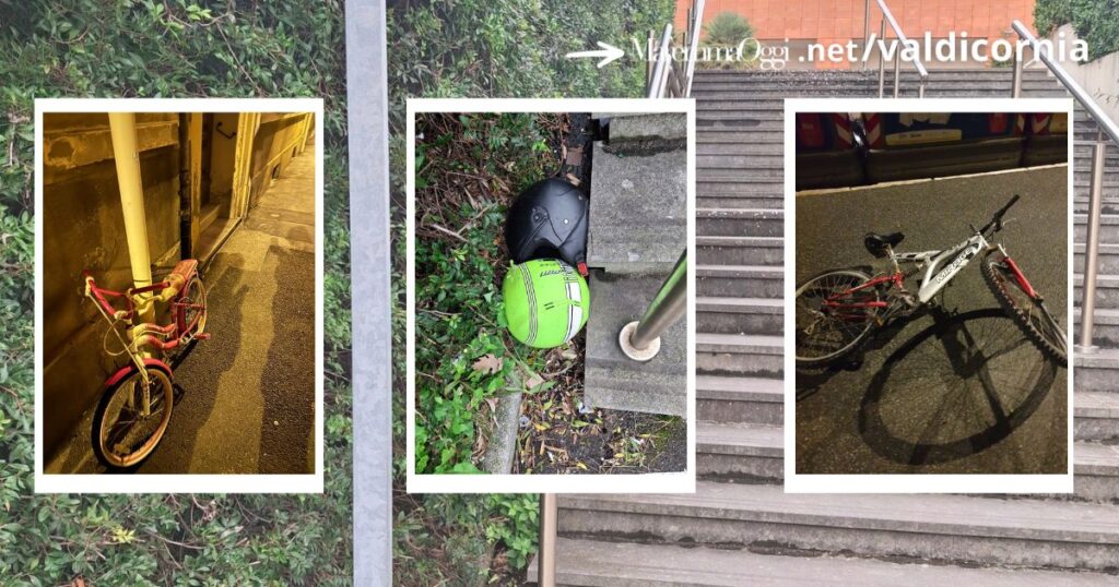 Biciclette e caschi rubati e abbandonati