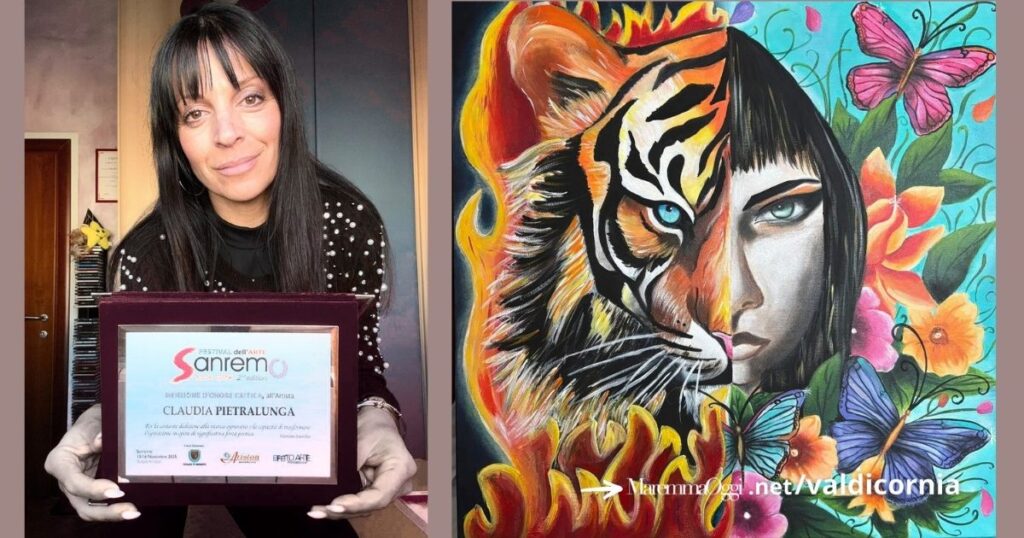 Claudia Pietralunga si aggiudica la menzione d'onore della critica con la presentazione della sua opera la donna come una tigre al Festival dell'Arte di Sanremo