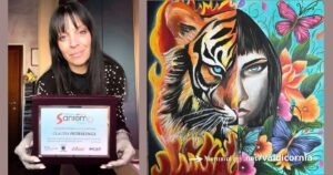 Claudia Pietralunga si aggiudica la menzione d'onore della critica con la presentazione della sua opera la donna come una tigre al Festival dell'Arte di Sanremo