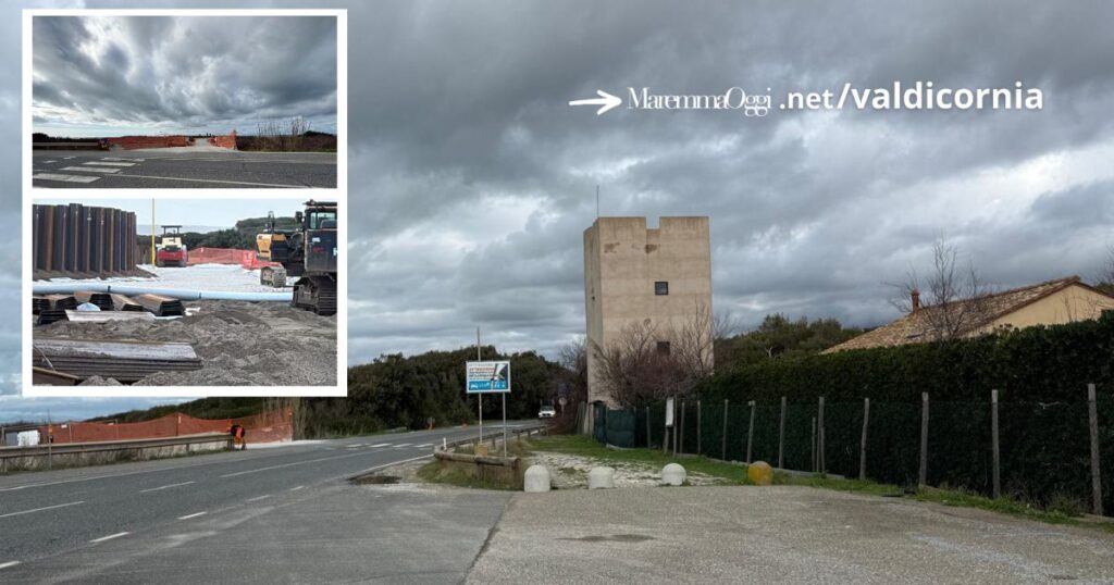 La Torraccia, nei riquadri il cantiere e le ruspe