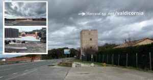 La Torraccia, nei riquadri il cantiere e le ruspe