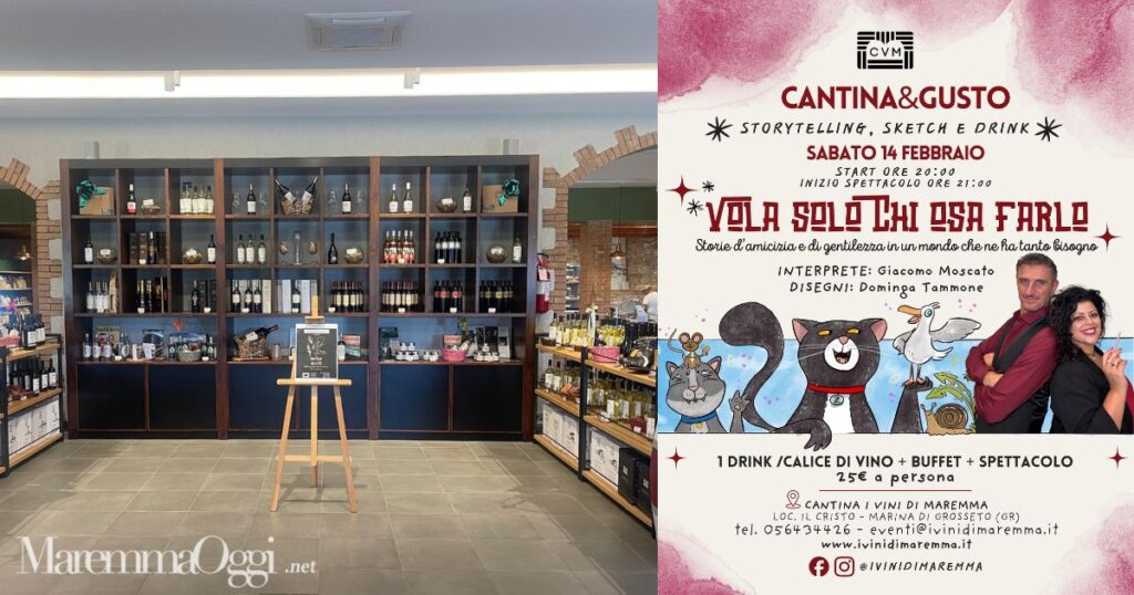La locandina dell'evento di San Valentino alla Cantina I Vini di Maremma