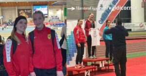 A sinistra Giulia Bianconi e Giada Regoli ad Ancona, a destra Giada Regoli in premiazione a Carrara