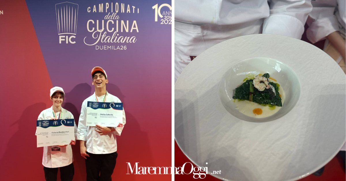 La premiazione di Matteo e Victoria e il piatto Essenza Toscana