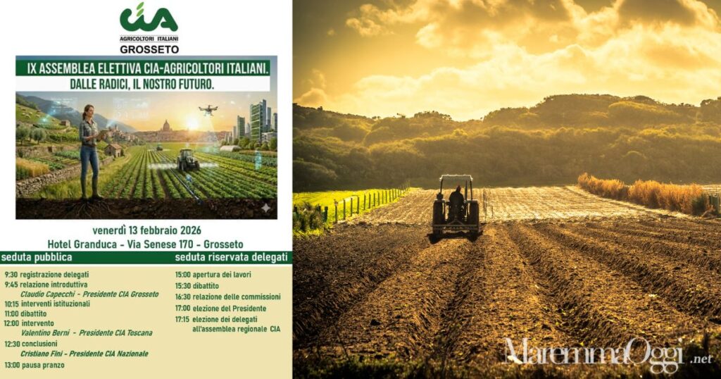 La locandina di Cia Grosseto e un trattore