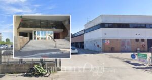 Il centro Le Palme in via Dei Barberi e il tribunale di Grosseto