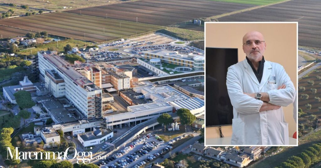 L'ospedale Misericordia di Grosseto e nel riquadro Carlo Milandri