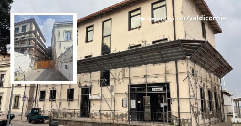 Edificio ex Fucini, nel riquadro parte del cantiere