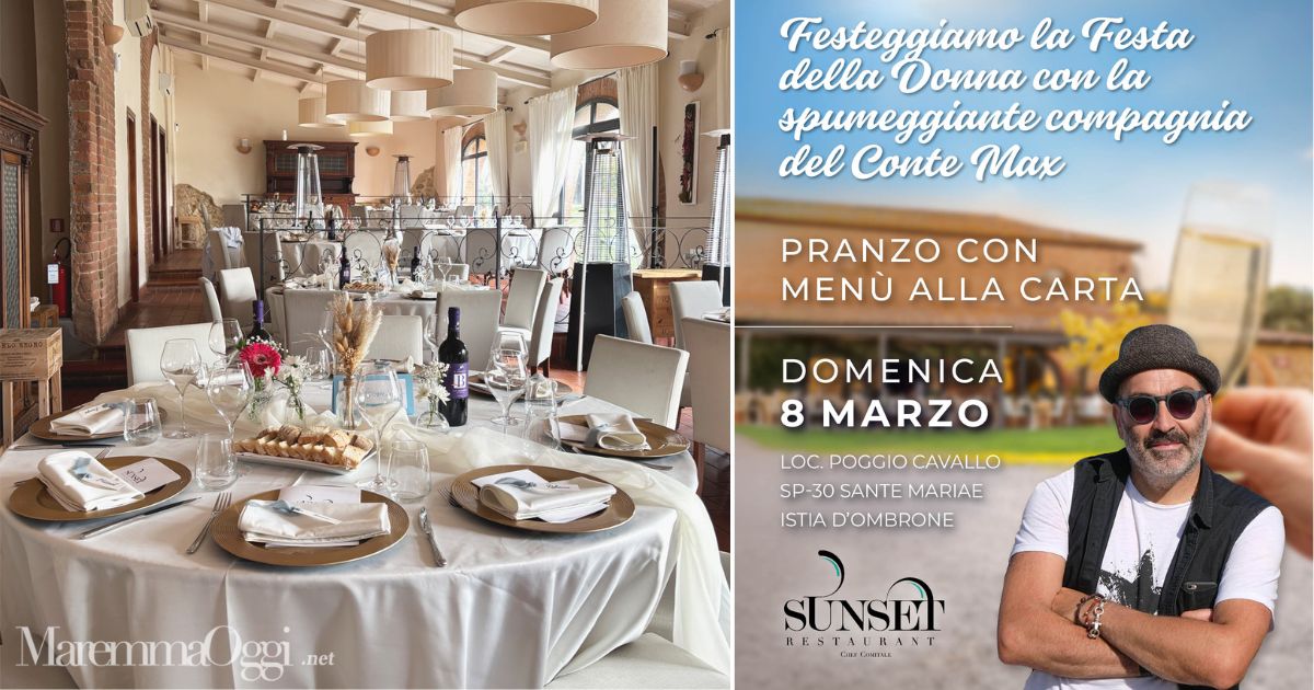Il Sunset e la locandina dell'evento con il Conte Max