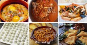 Sopra: acquacotta, buglione e caldaro dell'Argentario. Sotto: gnudi, scottiglia e ciaffagnone. La cucina povera della Maremma