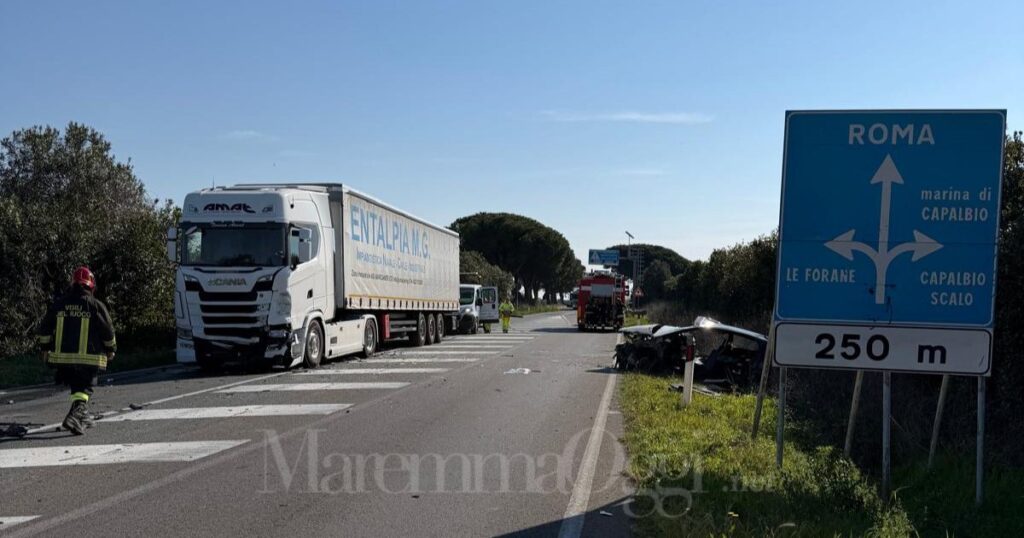 L'incidente mortale di questa mattina sull'Aurelia a Capalbio