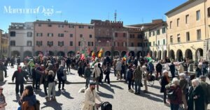 Un momento della manifestazione del 28 marzo