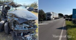 Due immagini dell'incidente a Capalbio