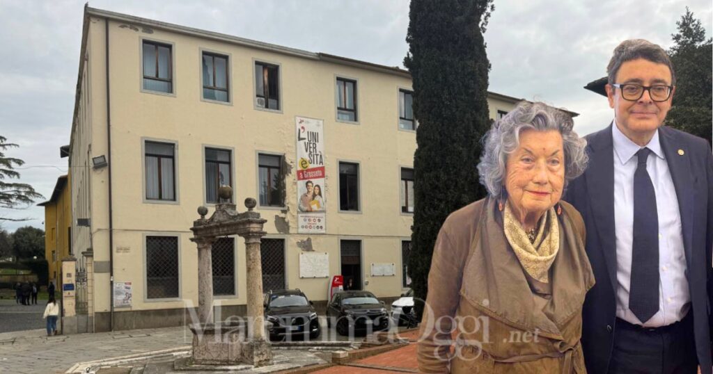 La sede dell'università di Grosseto in via Ginori, la presidente del Polo, Papponi Morelli e il rettore, Roberto Di Pietra