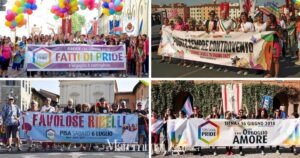 Alcune delle ultime edizioni del Toscana Pride, in varie città della regione