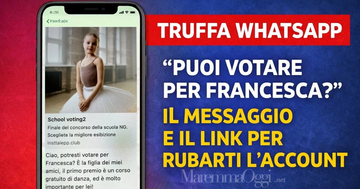 Un esempio dei messaggi "Vota per Francesca" che nascondono una truffa