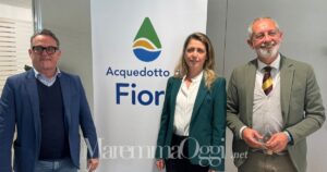 Riccardo Ginanneschi, assessore del Comune di Grosseto, l'Ad del Fiora Anna Varriale e il presidente Roberto Renai