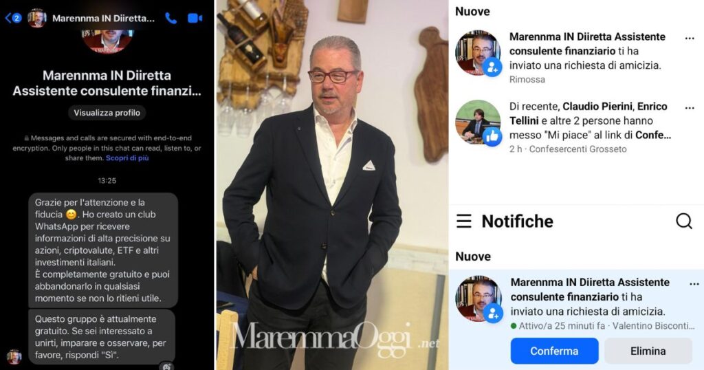 Il messaggio truffa, le richieste d'amicizia inviate e Carlo Sestini