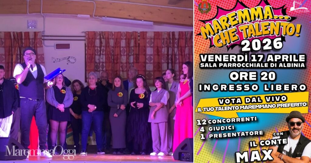 Una scorsa edizione di "Maremma che talento" e la locandina