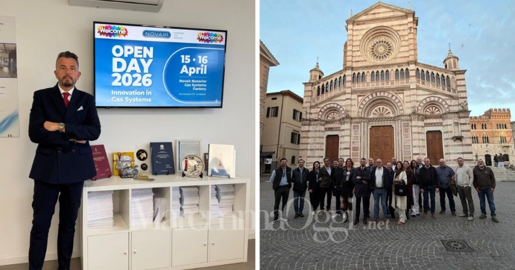 Federico Guidarelli all'Open Day Noxerior e un momento della visita alla città