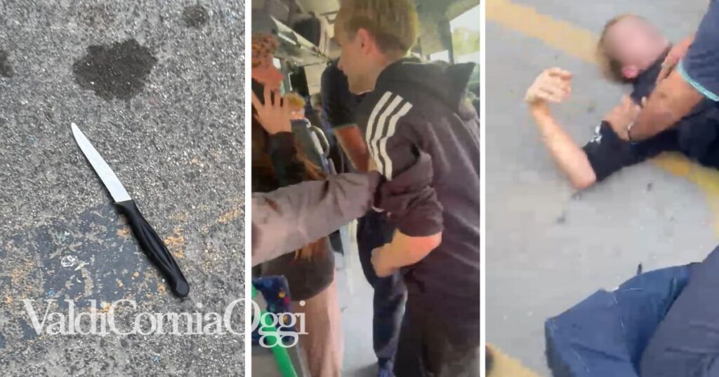 Momenti della rissa a Portoferraio e un coltello trovato in strada in via Lombroso