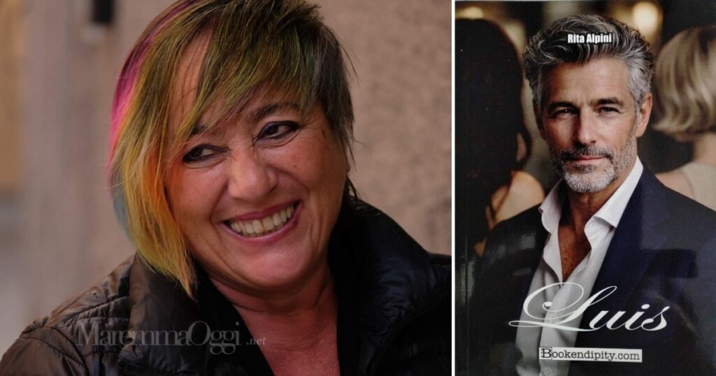 Rita Alpini e la copertina del libro Luis