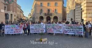 La protesta in piazza per il taglio degli alberi