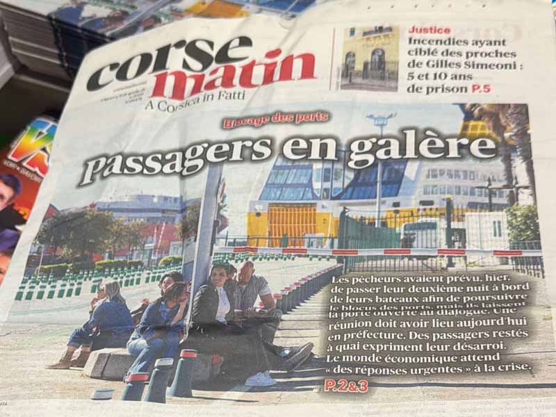 La prima pagina di Corse Matin di oggi