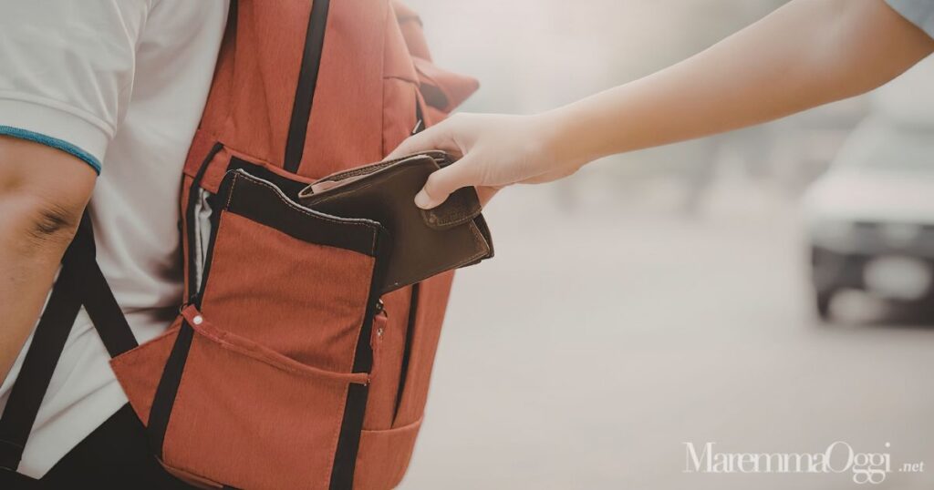 Un borseggiatore in azione (foto d'archivio)