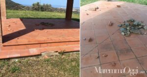 La pagoda distrutta dai vandali