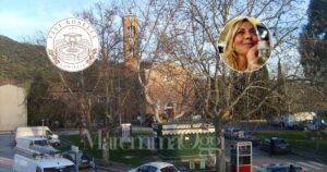 Una veduta di Roselle, il logo di Vivi Roselle e la presidente Laura Angeli