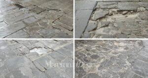 Alcuni esempi delle condizioni di via Mazzini e via Saffi, in centro storico