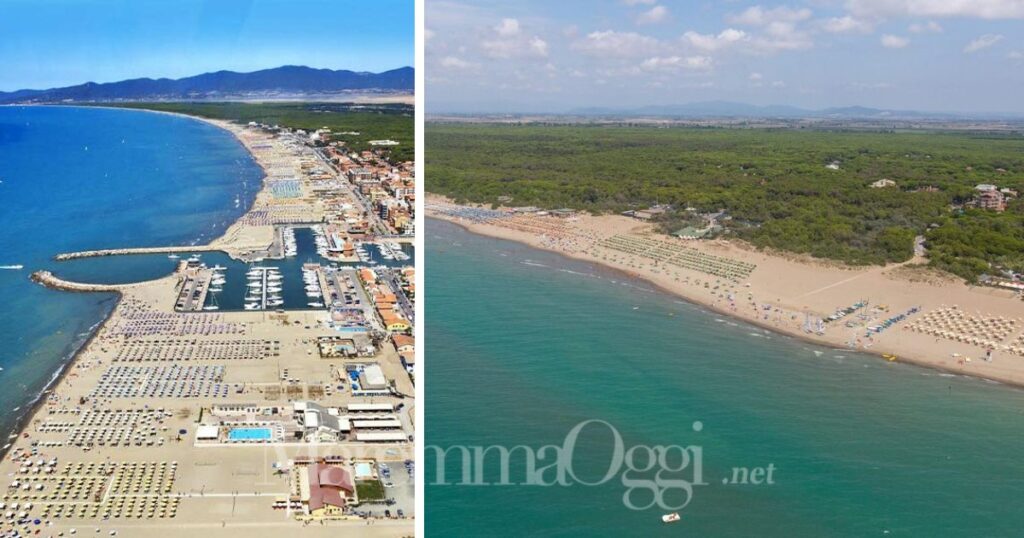 A sinistra Marina di Grosseto, a destra Principina a mare: tutte le concessioni devono andare a gara