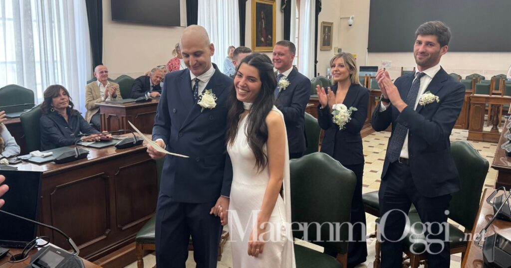 Riccardo Cretella con Fiamma Ceccherini qualche giorno fa in occasione del loro matrimonio