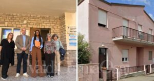 L'immobile di via Parini 21 e la vicepresidente Diop con il sindaco Riccucci dopo l'incontro alle scuole Mascagni