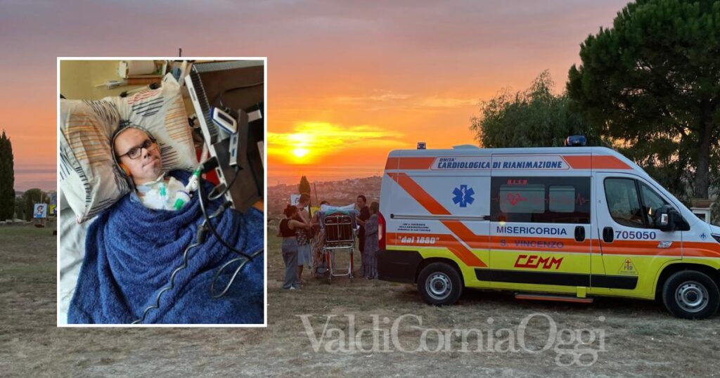 Daniele Biundo nel letto a Campiglia e con la Misericordia in visita a una mostra da lui organizzata