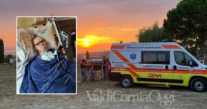 Daniele Biundo nel letto a Campiglia e con la Misericordia in visita a una mostra da lui organizzata