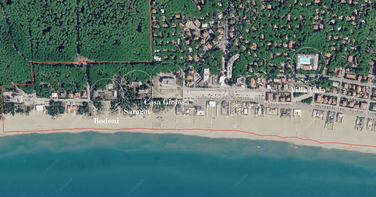 Sulla mappa le 4 colonie di Marina di Grosseto