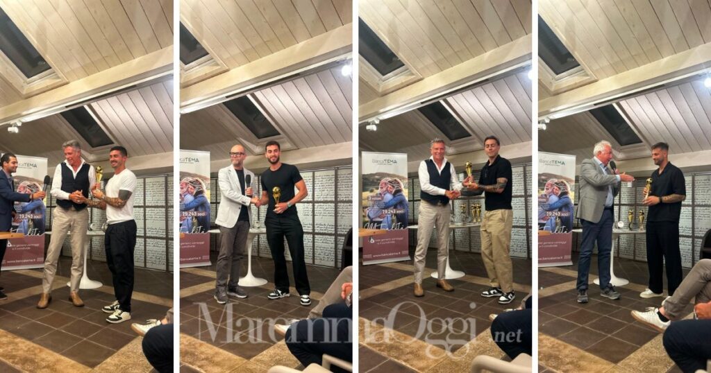 I capocannonieri premiati al Gran Galà del calcio: Anichini, Beligni, Costanzo e Loffredo