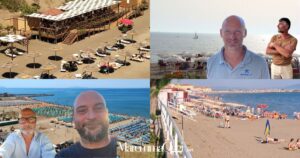In alto a sinistra: Il Jacarè di Capalbio. A sinistra una spiaggia di Follonica e Paolo Gavazzi e Alessandro Gandi. In basso a sinistra una spiaggia di Marina di Groseto e Luca Pantani e Simone Guerrini. in basso a destra una spiaggi di Castiglione della Pescaia