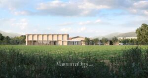 Il rendering di come sarebbe dovuta venire la palestra di Bagno di Gavorrano